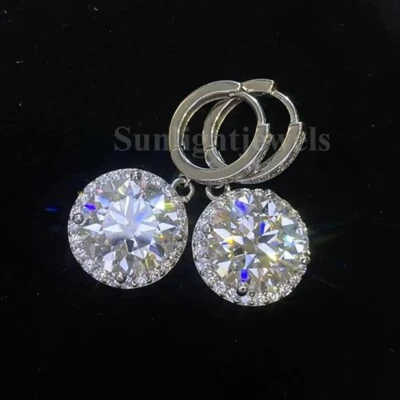10 Ct Off White Treated Diamond Solitaire Dangler Earrings Great Shine & Luster - Image 1 of 4