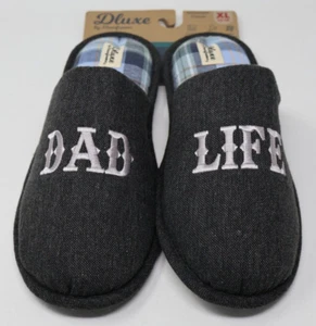 Dluxe by Dearfoams Slippers Men's 13-14 Mules Multi Comfort Slip On Dad Life NWT - Picture 1 of 16