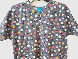 SCRUB H.G. Womens Unique Gray Scrub Top Flower Lollipop Size XS - Very Clean - Picture 1 of 10