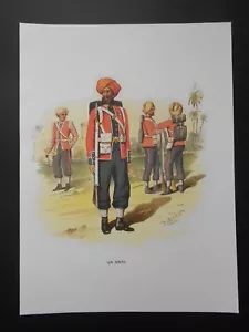 MILITARY PRINT-VICTORIAN ARMY 1888- 15TH SIKHS BY ARTIST H BUNNETT - Picture 1 of 1