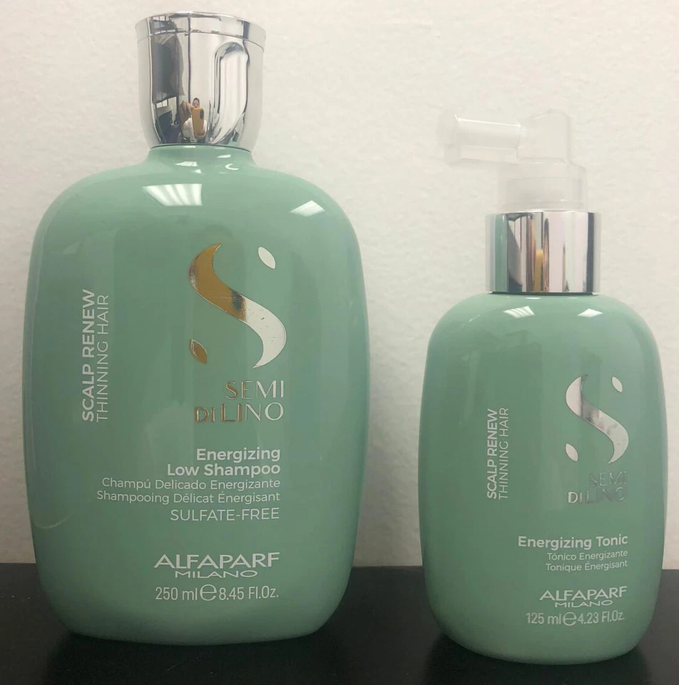 ALFAPARF Semi Di Lino Energizing Low Shampoo 8.5 oz Energizing Tonic 4.23 oz Set - Image 1 of 1
