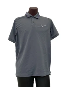 Nike Golf Mens Polo Sports Shirt Gray Purple Accents Dri Fit Large Stretch - Picture 1 of 7