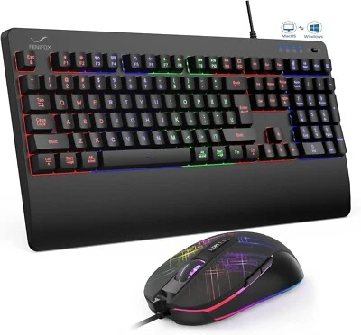 Teclado y mouse para juegos para Mac PC PS5 PS4 Xbox One jugadores RGB retroiluminado LED... Foto 1 de 4
