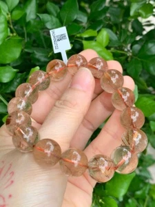 Copper Rutilated Gemstone 13MM Bracelet, Wrist 17CM/6.3/4” - Picture 1 of 5