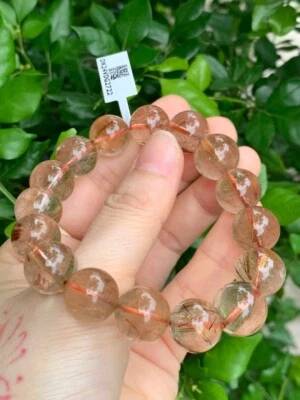 Copper Rutilated Gemstone 13MM Bracelet, Wrist 17CM/6.3/4” - Image 1 of 4