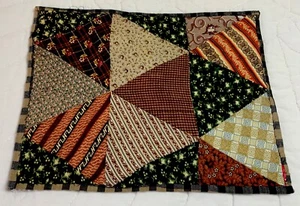 Vintage Antique Patchwork Quilt Table Topper, Triangles, Early Calico Prints - Picture 1 of 12
