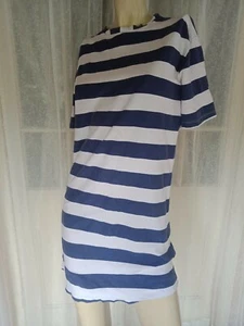 ☎SIZE 6 ASOS BLUE & WHITE STRIPED COTTON LONG TSHIRT TOP DRESS🐢BEST BUY FASHION - Picture 1 of 8