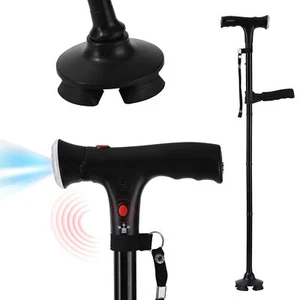 Folding Cane With Led Light And Alarm With Side Handle Folding Adjustable Can... - Picture 1 of 9
