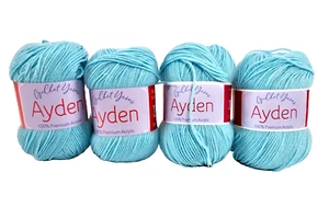 Lote de 4 hilos GuChet Ayden 100 % acrílico premium DK azul turquesa claro 50 g 131 yardas - Imagen 1 de 6