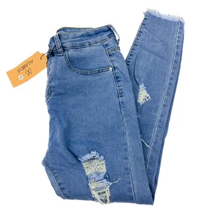 ALLABREVE Womens Size S High Rise Skinny Jeans Ripped Blue - Picture 1 of 14