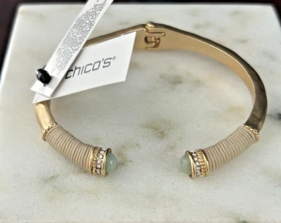 NUEVO Brazalete Chico's Dorado Claro Verde Menta Amazonita Envuelto Foto 1 de 4