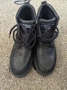 Polo Jeans Co Ralph Lauren taglia 7D stivali in pelle nera stringati usati uomo Y2K - Foto 1 di 17