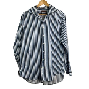 Etro Blue Striped Cotton Long Sleeve Shirt L - Picture 1 of 6