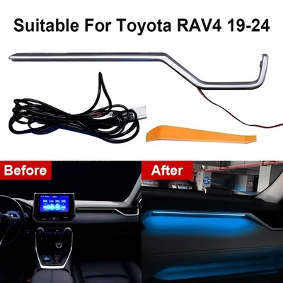 For Toyota RAV4 2019-2024 Ice Blue Car Interior Instrument Panel Ambient Lights - Image 1 of 4