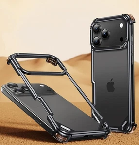 Aluminum Alloy Metal Frameless Shockproof Case For iPhone Air 17 16 15 Pro Max - Picture 1 of 27