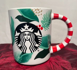 Starbucks 2019 Christmas Holiday Holly Kaffeebecher Zuckerstange Griff 12 oz - Bild 1 von 8