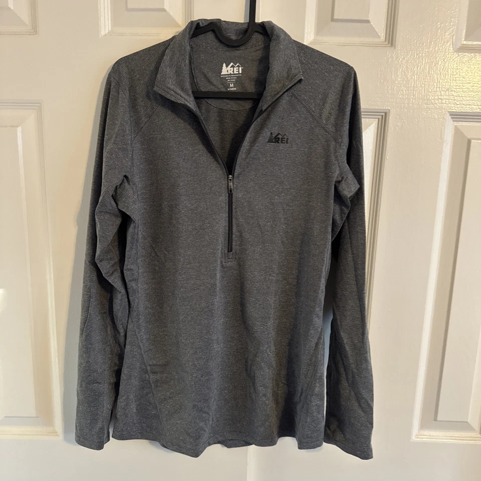 Camisa REI Coop Gris 1/4 Cremallera Tecnología Manga Larga Rendimiento Pullover Mujer’s Mediana Foto 1 de 3