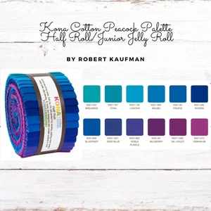 Kona Cotton Solids Half-Roll -Peacock -Purple thru Blue -2.5" Strips (24) - NEW - Picture 1 of 4