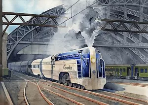 Reading RR Crusader #117 Streamliner, Filadelfia. Impresiones artísticas de tren de James Mann - Imagen 1 de 2