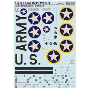 Print Scale 48-195 Decal 1:48 SBD Dauntless and A-24 Banshee in combat. Part 3 - Picture 1 of 24