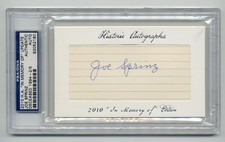 Joe Sprinz Cleveland Indians 2010 Historic Autographs PSA/DNA "In Memory Of" 2/5