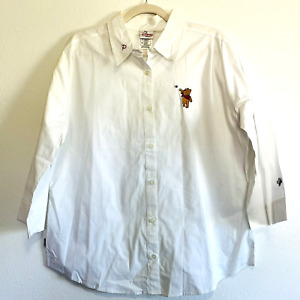 Disney Store Winnie The Pooh White Button Down Collar Women Shirt Blouse Size L