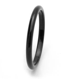 2MM Tungsten Carbide Wedding Band High Polish Black Enamel Plated Ring - Picture 1 of 3