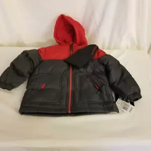 Pacific Trail Toddler Boys Red/Charcoal Puffer Jacket w/Hat Size 3T NWT $56 - Picture 1 of 7