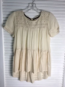 Blouse Xs Lace Sheer Boho Cottage Fairy Feminine Coquette Girly Embroidered - Picture 1 of 3