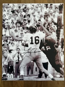 PURDUE BOILERMAKERS LEN DAWSON SIGNED 16x20 JSA COA CHIEFS HOF PHOTOGRAPH - Picture 1 of 2