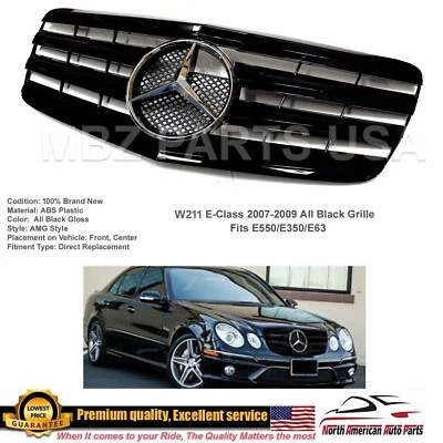 E-Class Grille All Black Glossy Chrome Star for E550 E63 E350 2007 2008 2009 - Image 1 of 4