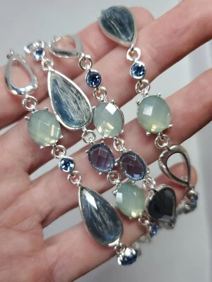 Anne Klein ожерелье серьги комплект со стразами кристалл ссылка серебристый 44» новый без ЯРЛЫКОВ - Изображение 1 из 4