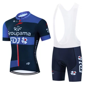 Purple Cycling Jersey Bib Shorts FDJ Kits Short Sleeve Biking Shirt Pad Shorts - Picture 1 of 16