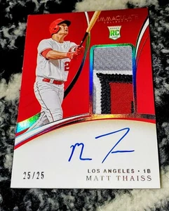 ๐ฅ 25/25 IMMACULATE MATT Thaiss Rookie Patch Auto true rpa Los Angeles angels - Picture 1 of 8