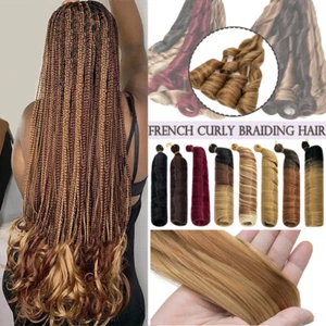 Curly Braiding Hair 24" Loose Wave French Curls Silky Synthetic Extensions Thick - Picture 1 of 34
