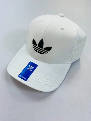 Gorra gorra ajustable blanca con logotipo del trébol Adidas para hombre NUEVA Foto 1 de 2