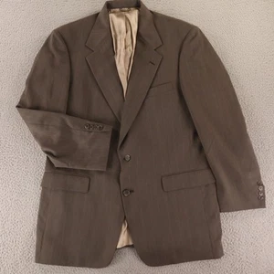 Stafford Jacket Mens L Brown Chalk Stripe Herringbone 100% Wool Blazer USA 44L - Picture 1 of 16