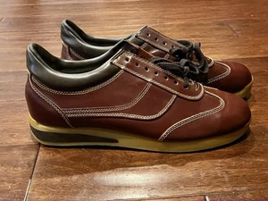 Vintage Sears Brown Lace Up Mens 12 D Leather Casual Athletic Sneaker Shoes NEW - Picture 1 of 12