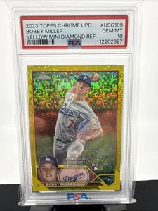 2023 Bobby Miller Topps Chrome Update Yellow Mini Diamond /75 #USC199 RC PSA 10 - Picture 1 of 2