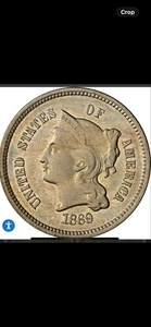 SASA 1869 3 Cent Nickel Pattern Proof J-676 Ngc AU Details - Picture 1 of 7