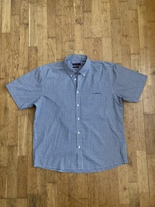 Vintage Y2K Pierre Cardin Mens Black White Checked Short Sleeve Canvas Shirt 3XL - Picture 1 of 22