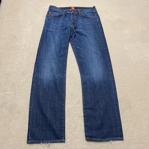 Jeans Hugo Boss arancione 34x34 uomo blu scuro con bottoni - Foto 1 di 15