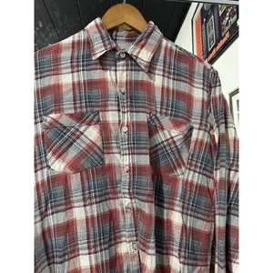 Vintage 80s Hunters Lane Light Weight Button Down Plaid Flannel Size Medium - Picture 1 of 4