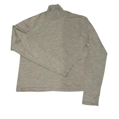 Silk Spandex Turtleneck Top Long Sleeve Gray Knit Sweater Soft Layering - Image 1 of 4