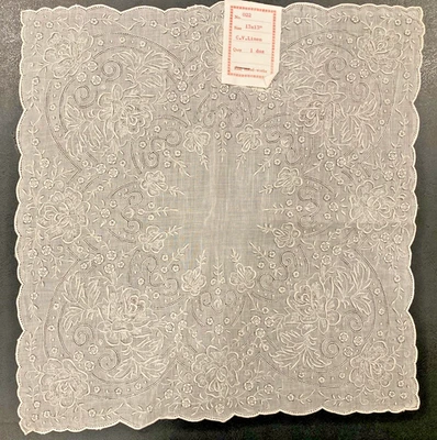 Pañuelo nupcial vintage suizo Appenzell bordado a mano 13"x13" nuevo con etiquetas Foto 1 de 4