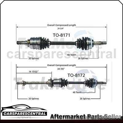 Eje articulado trasero izquierdo derecho CV 2x para Toyota MR2 Spyder 1,8 L tracción trasera 2003-2005 Foto 1 de 4