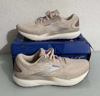 Brooks Ghost 16 Womens Size 9 Beige White Pink Athletic Running Shoes Sneakers - Image 1 of 4