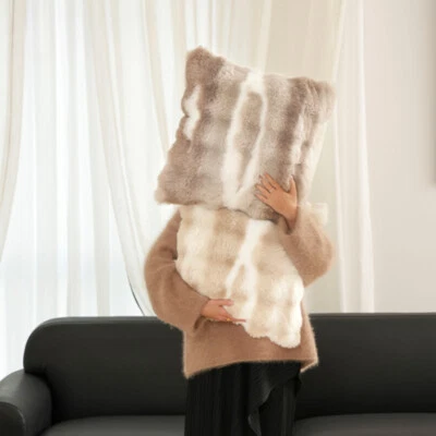 Funda de almohada de piel sintética funda de cojín ropa de cama térmica de felpa sofá hogar invierno peludo Foto 1 de 4