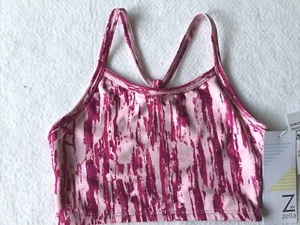 Z by Zella Girls Strappy Pink Powder Woodgrain Print Sports Bra Sizes XS, XL - Picture 1 of 3