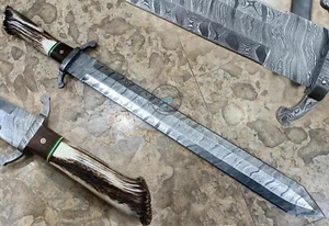 27,00" Custom handgefertigtes schönes Damaststahl massives Schwert Messer (2543) - Bild 1 von 5